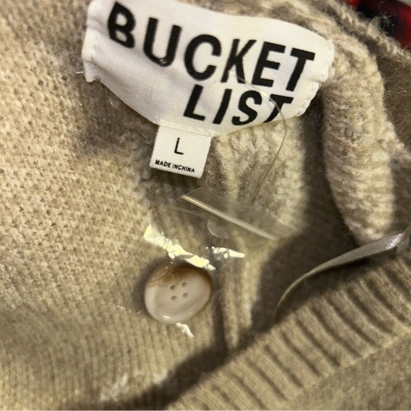 New BUCKETLIST Star Print Knitted Boxy Cardigan Super Stretchy Sweater Large L - Picture 4 of 5